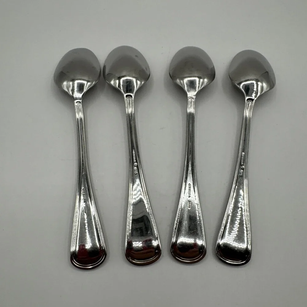 Oneida‎ FLAMBE 4 Soup Spoons Glossy 18/10 Stainless Steel Flatware